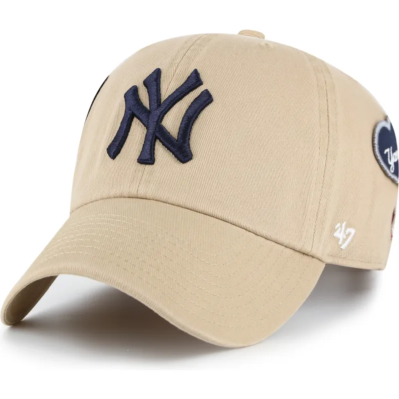 lippikset-kaareva-khaki-saadettava-nauha-clean-up-badges-new-york-yankees-mlb-47-brand