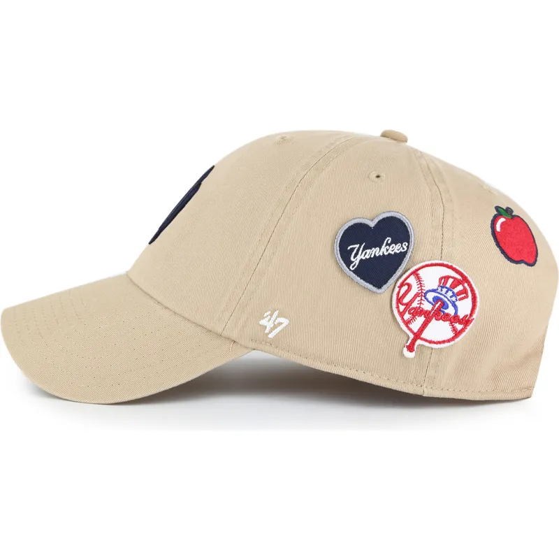 lippikset-kaareva-khaki-saadettava-nauha-clean-up-badges-new-york-yankees-mlb-47-brand