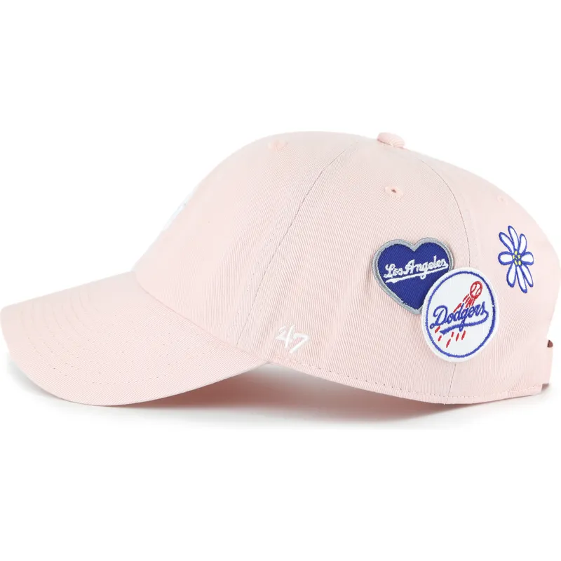 47-brand-curved-brim-clean-up-badges-los-angeles-dodgers-mlb-pink-adjustable-cap