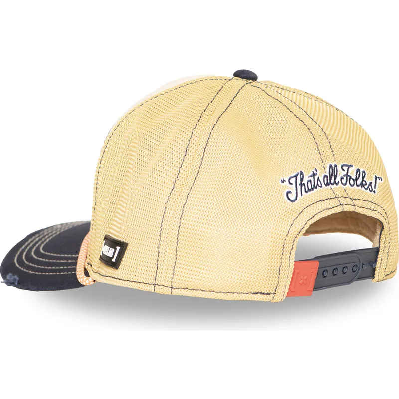 capslab-daffy-duck-loo13-pcsmcbb-looney-tunes-beige-and-navy-blue-trucker-hat