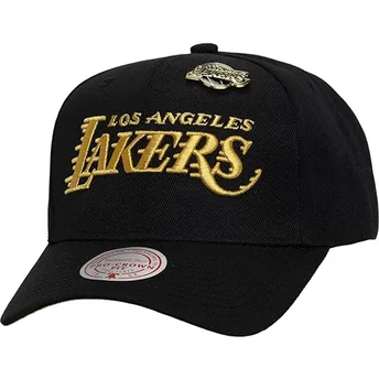 Mitchell & Ness Curved Brim Pinned Gold Pro Los Angeles Lakers NBA Black Snapback Cap