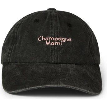 Pica Pica Curved Brim Champagne Mami Washed Black Adjustable Cap