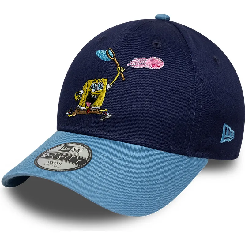 new-era-curved-brim-youth-9forty-spongebob-squarepants-blue-snapback-cap