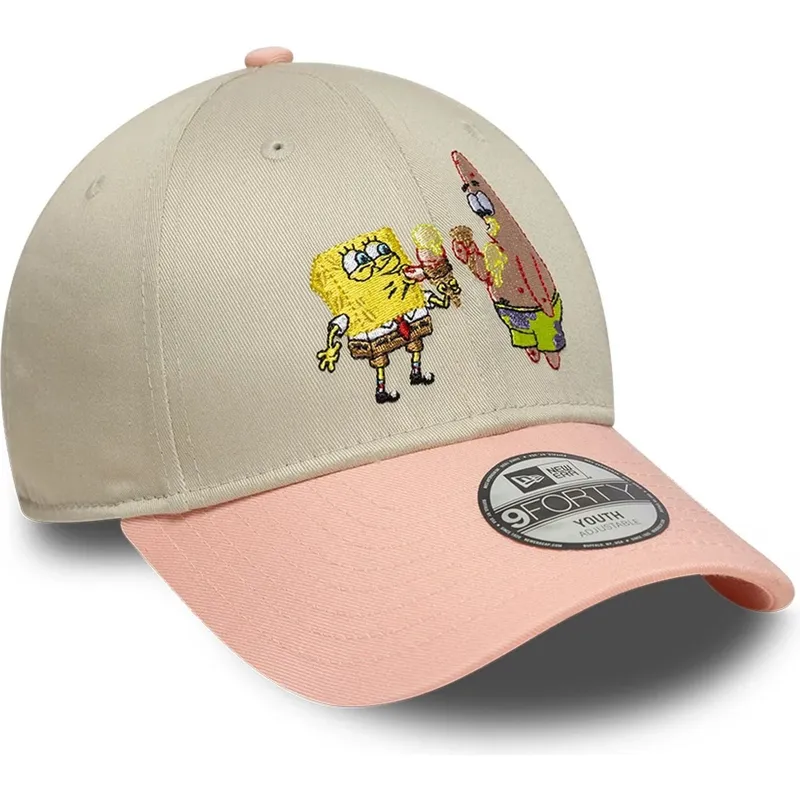 lippikset-kaareva-monivarinen-snapback-lapsille-9forty-spongebob-ja-patrik-tahti-new-era