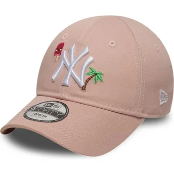 Lippikset kaareva vaaleanpunainen säädettävä nauha lapsille 9FORTY Summer Icon New York Yankees MLB New Era