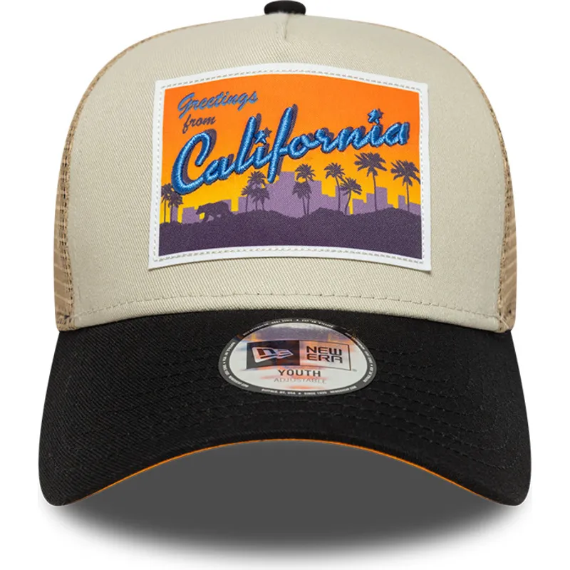 new-era-youth-california-a-frame-location-patch-beige-trucker-hat