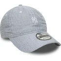 lippikset-kaareva-laivastonsininen-saadettava-nauha-9twenty-seersucker-new-york-yankees-mlb-new-era