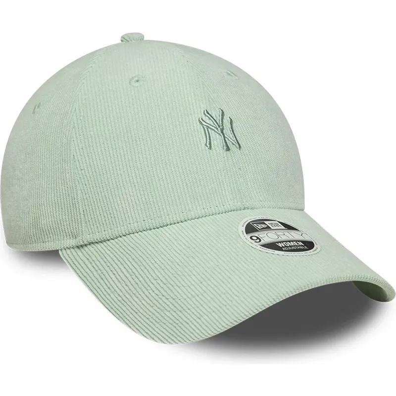 new-era-curved-brim-women-9forty-mini-cord-new-york-yankees-mlb-green-adjustable-cap