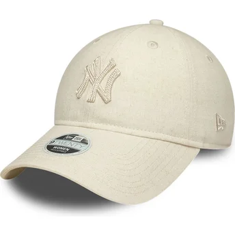Lippikset kaareva beige säädettävä nauha 9TWENTY Midi Linen New York Yankees MLB New Era