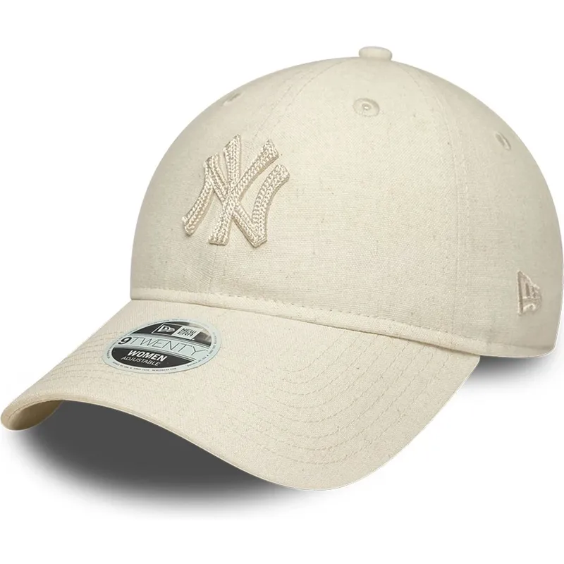 lippikset-kaareva-beige-saadettava-nauha-9twenty-midi-linen-new-york-yankees-mlb-new-era