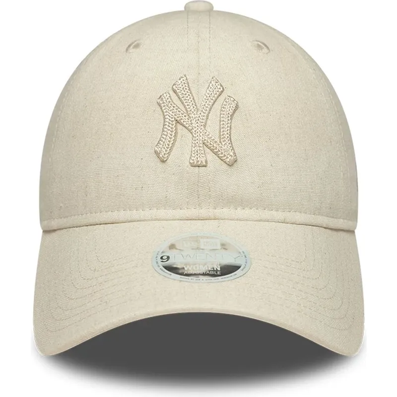 lippikset-kaareva-beige-saadettava-nauha-9twenty-midi-linen-new-york-yankees-mlb-new-era