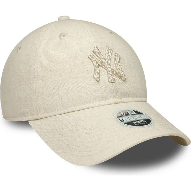 lippikset-kaareva-beige-saadettava-nauha-9twenty-midi-linen-new-york-yankees-mlb-new-era