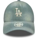 new-era-curved-brim-women-9twenty-a-frame-denim-los-angeles-dodgers-mlb-blue-adjustable-cap