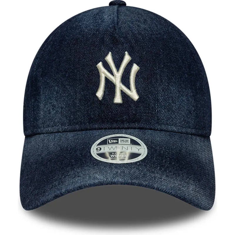 lippikset-kaareva-laivastonsininen-saadettava-nauha-9twenty-a-frame-denim-new-york-yankees-mlb-new-era