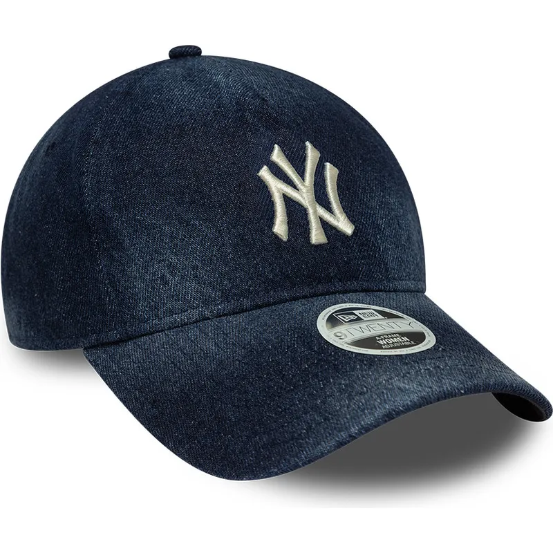 lippikset-kaareva-laivastonsininen-saadettava-nauha-9twenty-a-frame-denim-new-york-yankees-mlb-new-era