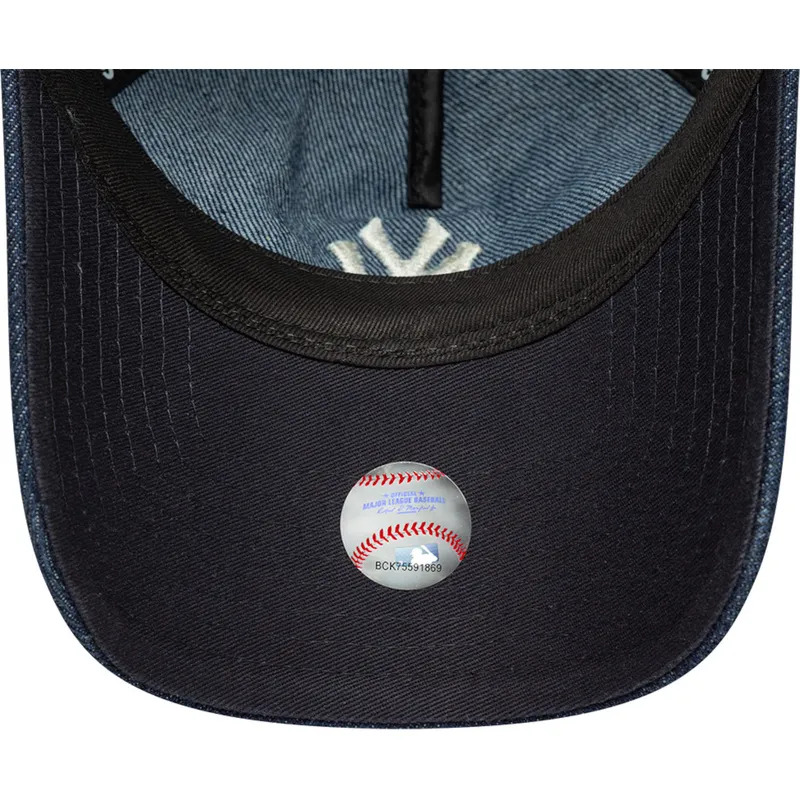 lippikset-kaareva-laivastonsininen-saadettava-nauha-9twenty-a-frame-denim-new-york-yankees-mlb-new-era