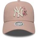 lippikset-kaareva-rekka-vaaleanpunainen-snapback-9forty-a-frame-floral-new-york-yankees-mlb-new-era
