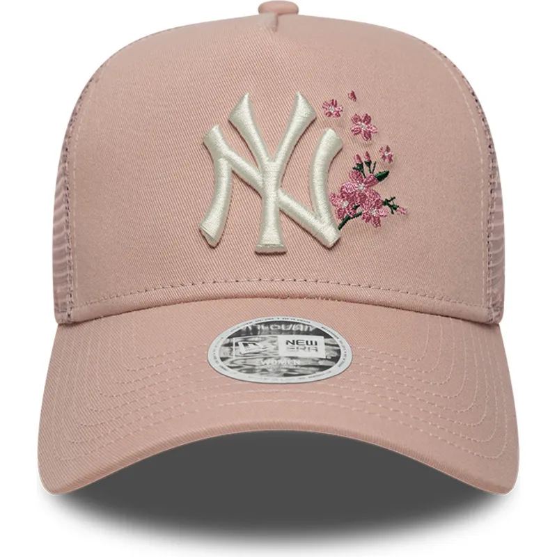 lippikset-kaareva-rekka-vaaleanpunainen-snapback-9forty-a-frame-floral-new-york-yankees-mlb-new-era
