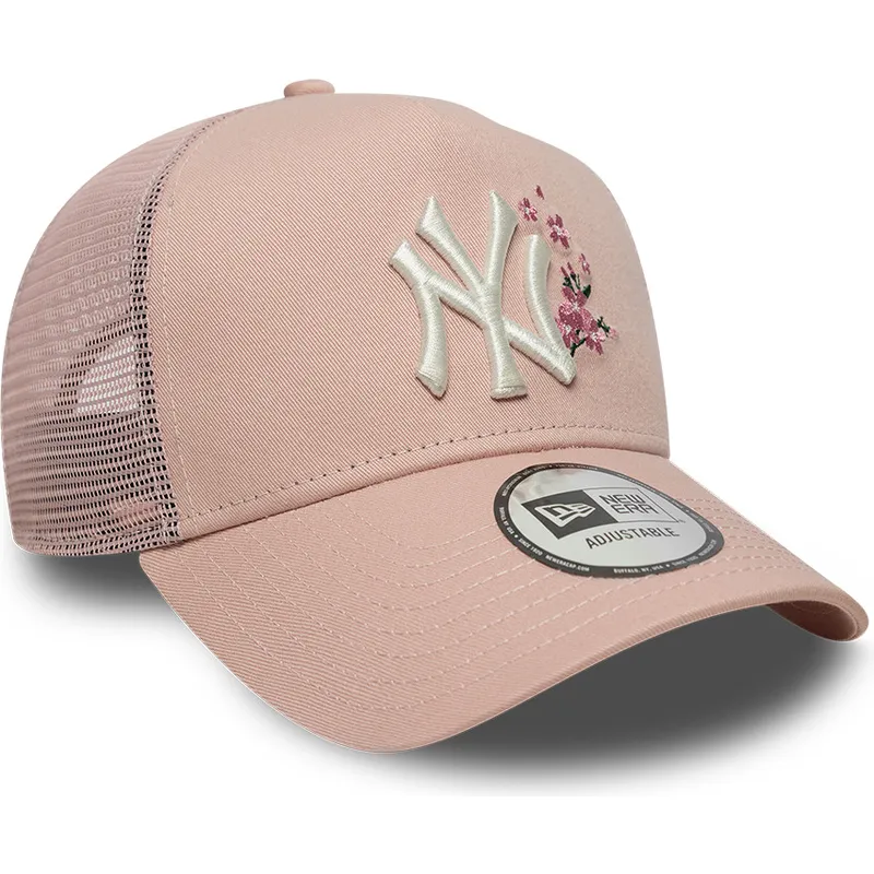 lippikset-kaareva-rekka-vaaleanpunainen-snapback-9forty-a-frame-floral-new-york-yankees-mlb-new-era