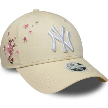 Lippikset kaareva beige säädettävä nauha 9FORTY Floral Icon Side New York Yankees MLB New Era
