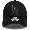 new-era-curved-brim-women-9forty-floral-infill-los-angeles-dodgers-mlb-black-adjustable-cap