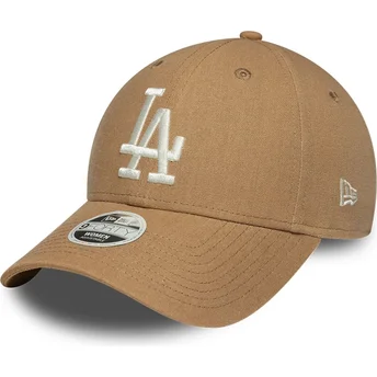 Cap kaareva brown adjustable strap 9FORTY Linen Los Angeles Dodgers MLB New Era