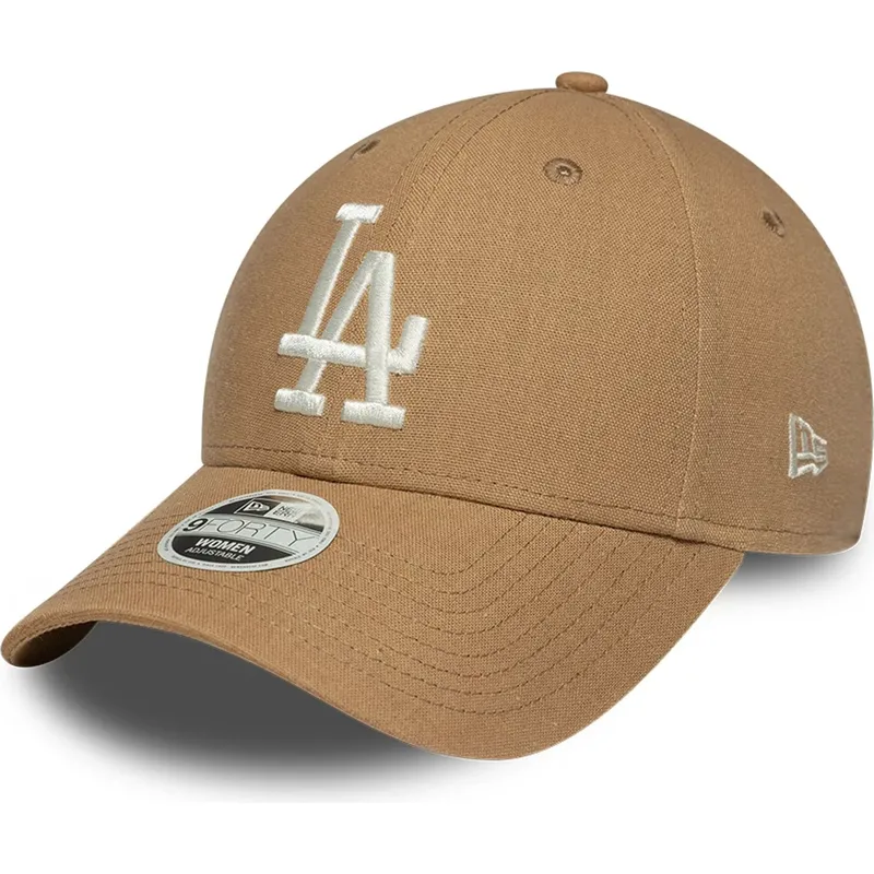 lippikset-kaareva-ruskea-saadettava-nauha-9forty-linen-los-angeles-dodgers-mlb-new-era