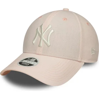 Cap kaareva pink adjustable strap claro 9FORTY Linen New York Yankees MLB New Era