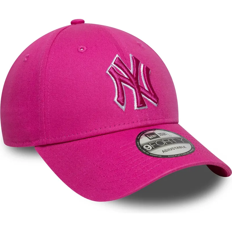 lippikset-kaareva-vaaleanpunainen-saadettava-nauha-9forty-team-outline-new-york-yankees-mlb-new-era