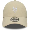 new-era-curved-brim-9forty-soft-cord-new-york-mets-mlb-beige-adjustable-cap