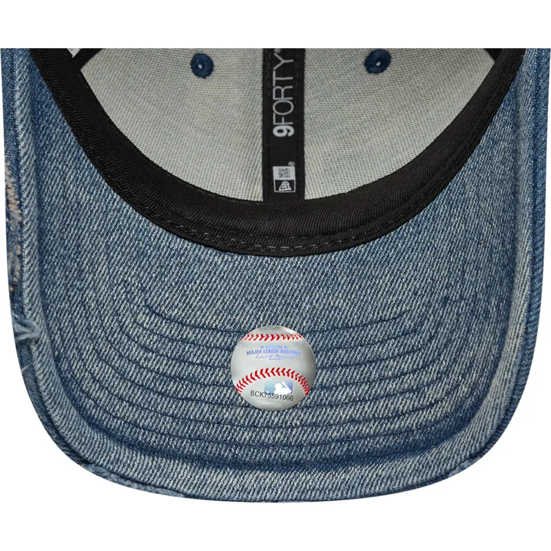 lippikset-kaareva-sininen-saadettava-nauha-9forty-acid-wash-denim-los-angeles-dodgers-mlb-new-era