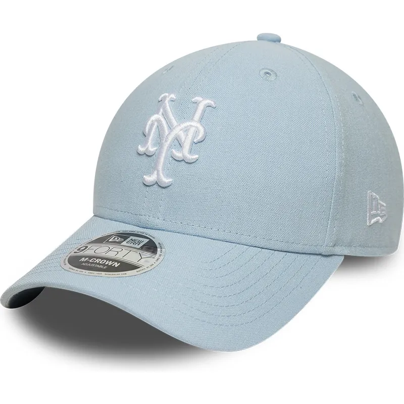 new-era-curved-brim-9forty-m-crown-linen-new-york-mets-mlb-light-blue-snapback-cap