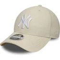 lippikset-kaareva-beige-snapback-9forty-m-crown-linen-new-york-yankees-mlb-new-era
