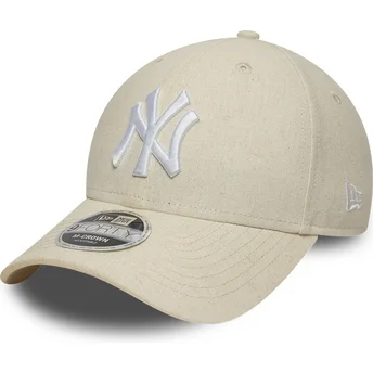 Cap kaareva beige snapback 9FORTY M-Crown Linen New York Yankees MLB New Era