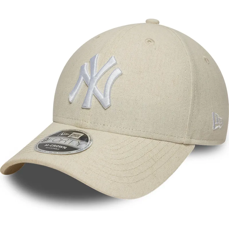 lippikset-kaareva-beige-snapback-9forty-m-crown-linen-new-york-yankees-mlb-new-era