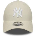lippikset-kaareva-beige-snapback-9forty-m-crown-linen-new-york-yankees-mlb-new-era