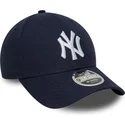 lippikset-kaareva-laivastonsininen-snapback-9forty-m-crown-linen-new-york-yankees-mlb-new-era