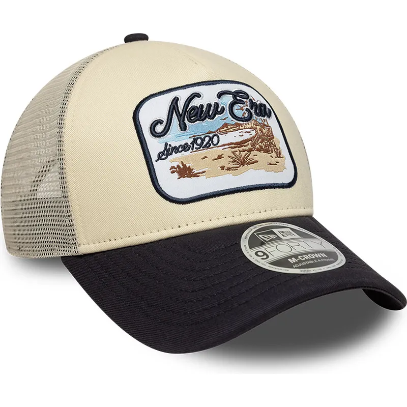 new-era-9forty-m-crown-a-frame-beige-and-navy-blue-trucker-hat
