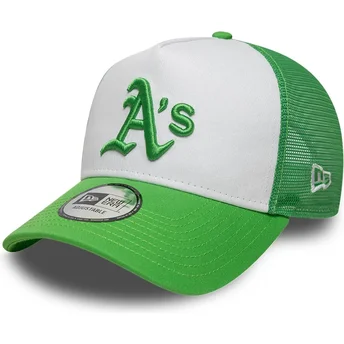 New Era Green Logo A Frame League Essential Oakland Athletics MLB Green and White Trucker Hat