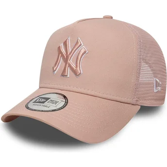 New Era Pink Logo A Frame Outline New York Yankees MLB Pink Trucker Hat