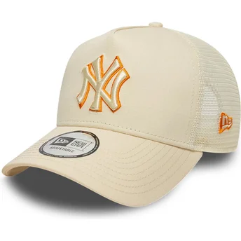 Lippikset kaareva rekka beige snapback A Frame Outline New York Yankees MLB New Era