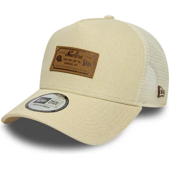 Lippikset kaareva rekka beige snapback A Frame Denim Leather Patch New Era