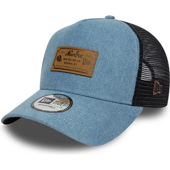 Lippikset kaareva rekka sininen snapback A Frame Denim Leather Patch New Era