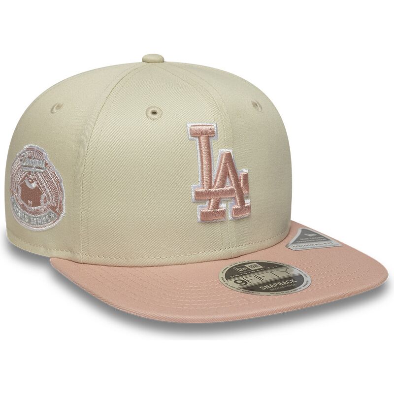 cap-littea-beige-snapback-rosa-9fifty-original-fit-world-series-patch-los-angeles-dodgers-mlb-new-era