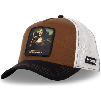 Lippikset kaareva rekka ruskea snapback ART Gringa Mona Lisa Kuuluisuudet Capslab