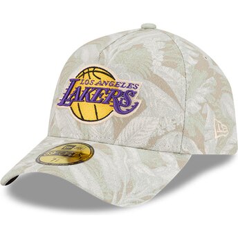 New Era Curved Brim 59FORTY A Frame Leafy Palm Los Angeles Lakers NBA Beige Fitted Cap