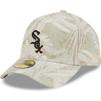 New Era Curved Brim 59FORTY A Frame Leafy Palm Chicago White Sox MLB Beige Fitted Cap