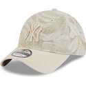 lippikset-kaareva-beige-saadettava-nauha-9twenty-leafy-palm-new-york-yankees-mlb-new-era