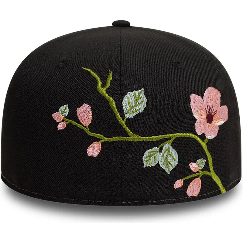 new-era-flat-brim-59fifty-floral-emb-black-fitted-cap new-era-flat-brim-59fifty-floral-emb-black-fitted-cap