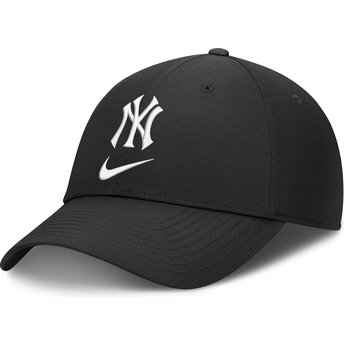 Nike Curved Brim Primetime Club Structured UV Poly Ripstop New York Yankees MLB Black Adjustable Cap